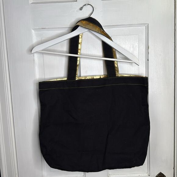 Disney Parks Mickey Mouse Black with Metallic Gold Sparkle Canvas Tote Bag - Picture 5 of 5